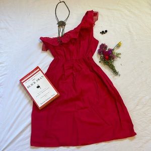 Vintage Scarlet One Ruffled Shoulder Mini Dress size S